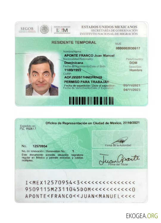 Permis de séjour au Mexique 2021 présent